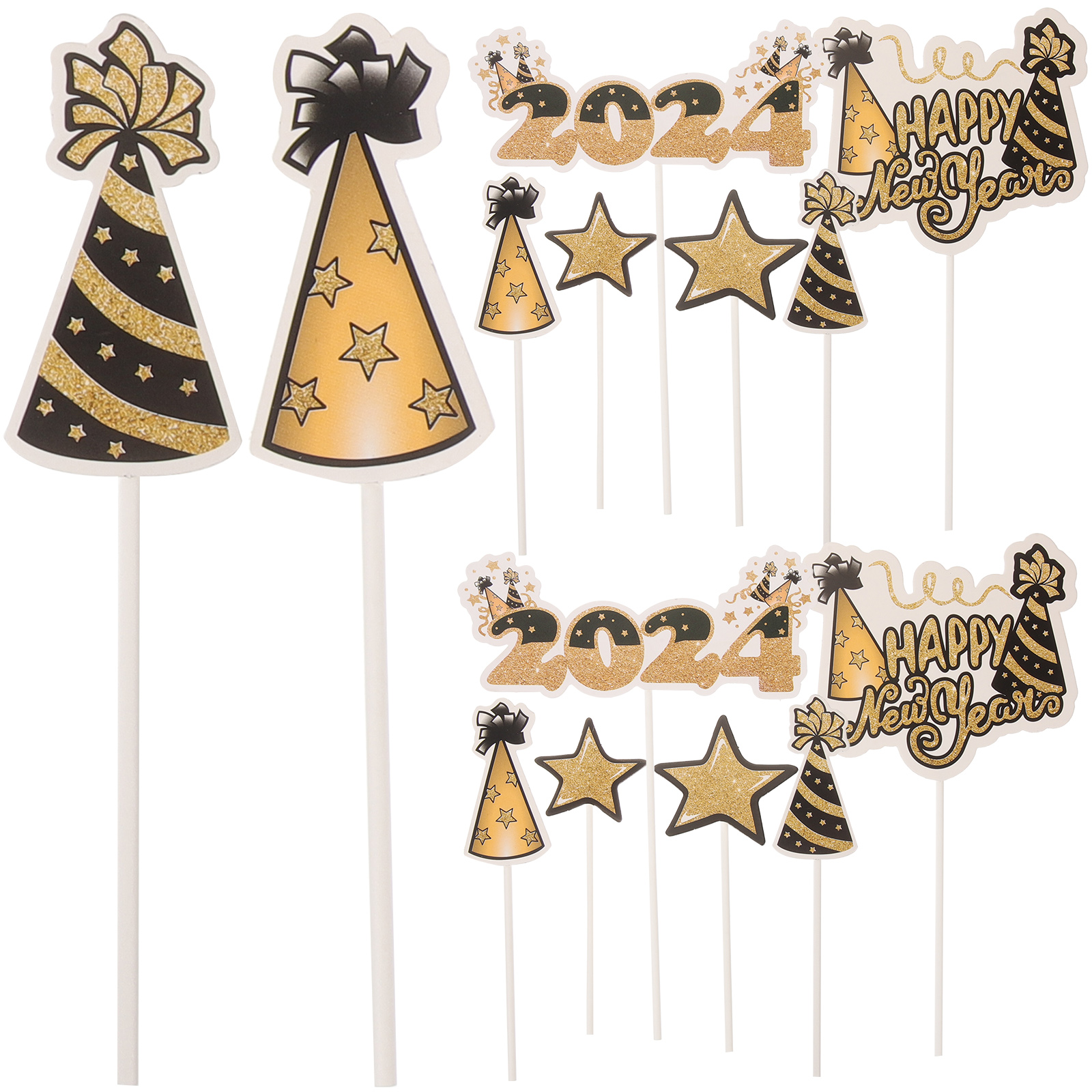 1 Set of New Year Dessert Picks Cupcake Toppers New Years Eve Party