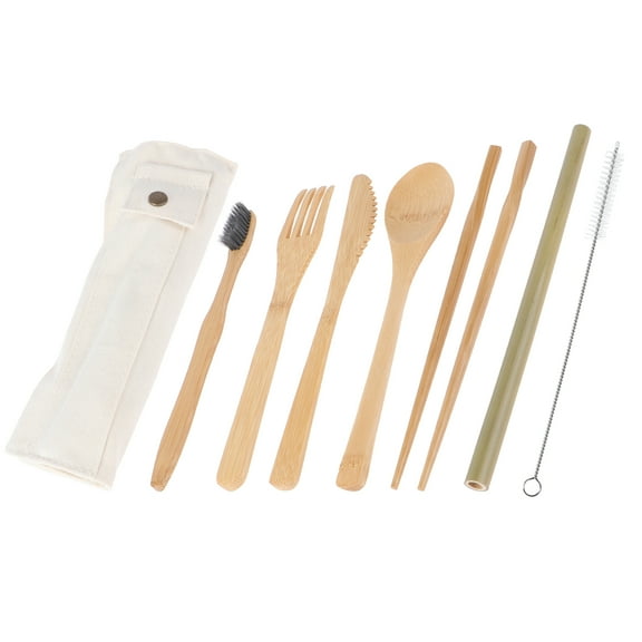 1 Set of Party Reusable Bamboo Tableware Set Party Table Supplies (Beige)