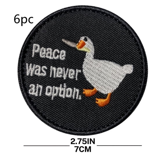 1 Set of Peace Never Be the Choice Black Duck Patches - Casual Polyester Velcro for Hats, Jeans, Vests and Coats