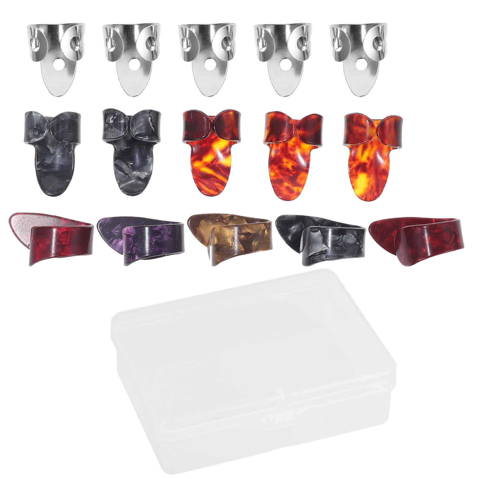 1 Set of Plastic Finger Picks Thumb Picks Metal Guitar Thumb and Finger Pick Finger Protector