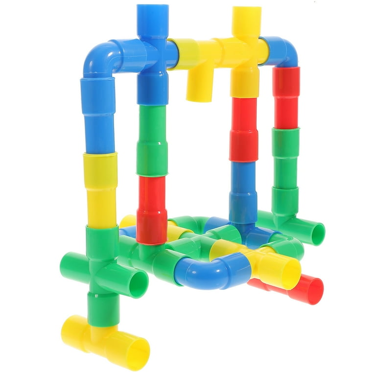 1 Set of Plastic Water Pipe Building Blocks Kids Educational Toy Piece and Insert Blocks Assorted Color