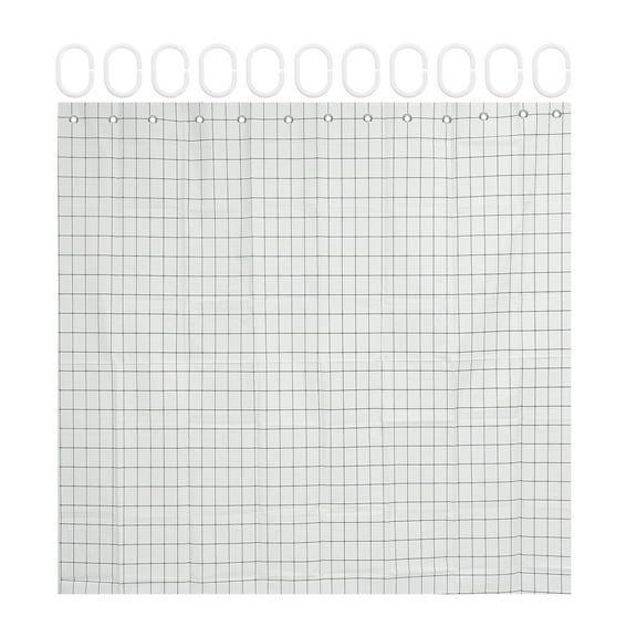 1 Set of Printed Shower Curtain Kit Printed Black and White Grid Shower Curtain Kit
