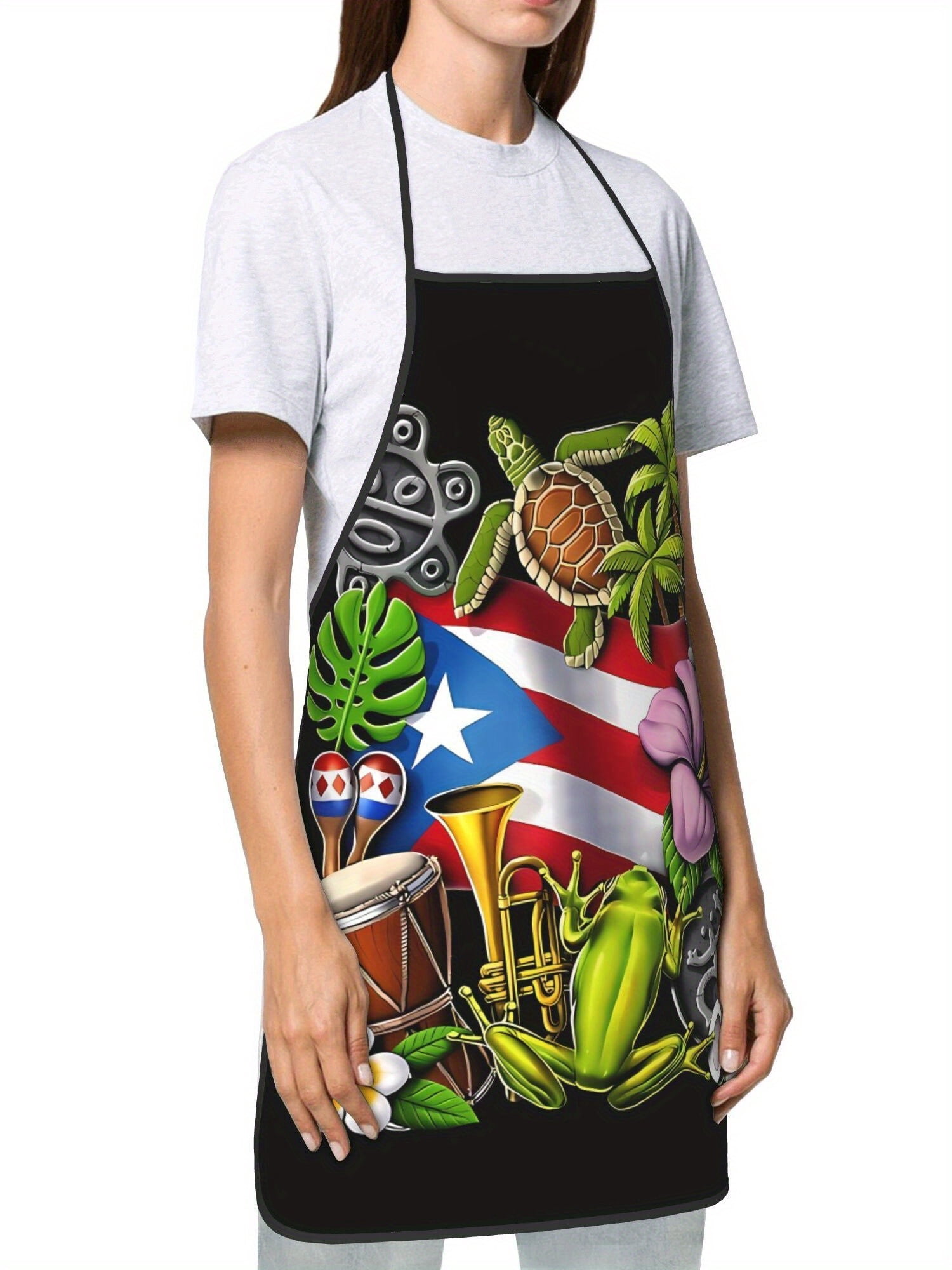 1 Set of Puerto Rican Pride Aprons Unisex Cooking Kitchen Aprons for Parties and Holiday Celebrations
