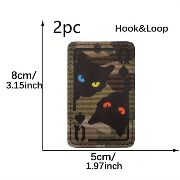 1 Set of Queen of Spades Reflective Black Cat Patch Tactical Morale Patch | For bags, backpacks, camping bags, vests and apparel