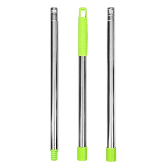 Mop Handle Replacement 1 Set Durable 3-Section Stainless Steel Broom Pole with Green American Thread Adjustable Length 44.61x0.98in