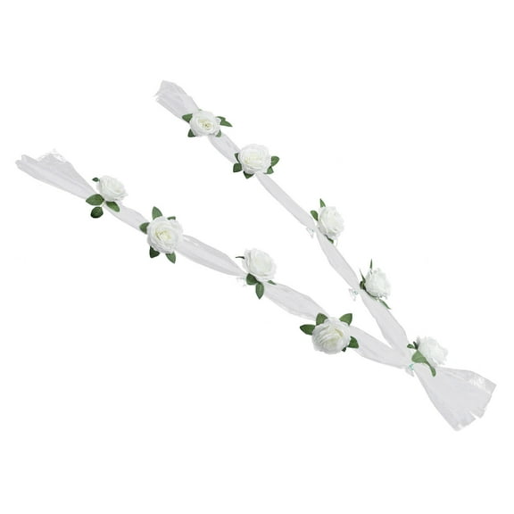 STRANDCHIC 1Set Wedding Car Flower White Rose Decor Artificial Flowers for Event Decoration
