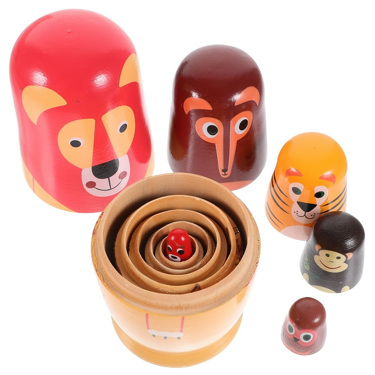 1 Set of Russian Nesting Dolls Set Matryoshka 6 layer Dolls Figurines Wooden Nesting Dolls Decors