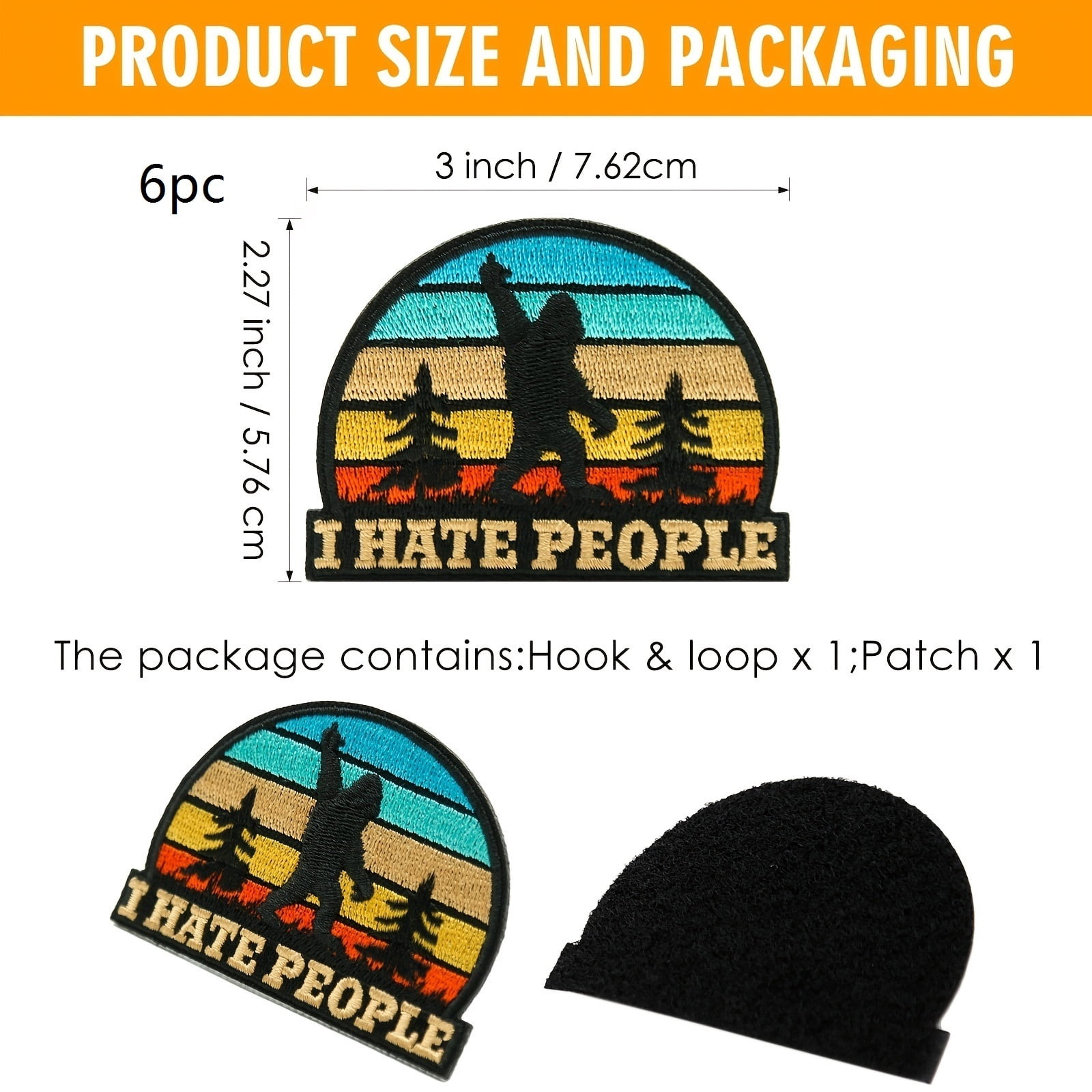 1 Set of Sasquatch Embroidered Patches - Funny Sunset Design Morale Badges for Backpacks, Jackets, Jeans, Hats, Gym Bags