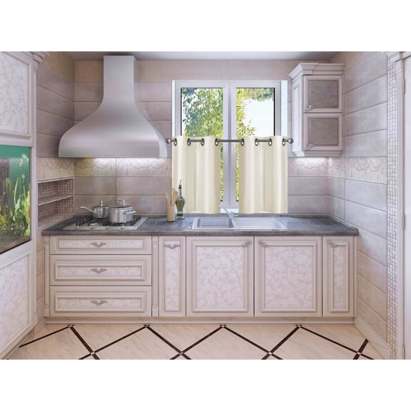 1 Set of Short Insulated Blackout Lined Grommet Window Curtain Panels 30"x24" D2