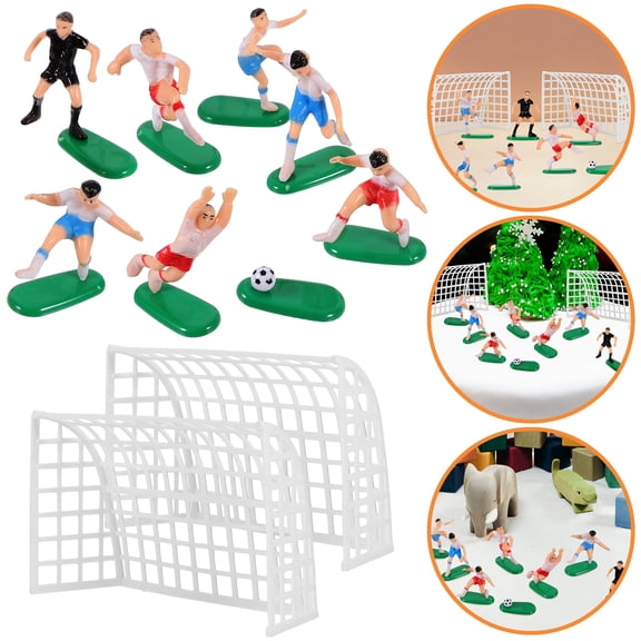 1 Set of Small Football Player Status Funny Football Team Elements Cake Decorations Party Supplies
