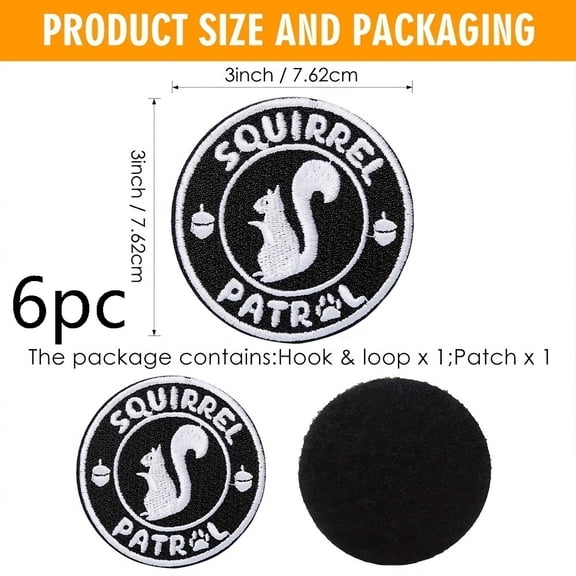 1 Set of Squirrel Patrol Embroidered Patch Funny Animal Badges with Velcro Fasteners for Dog Gear, Backpacks and Apparel