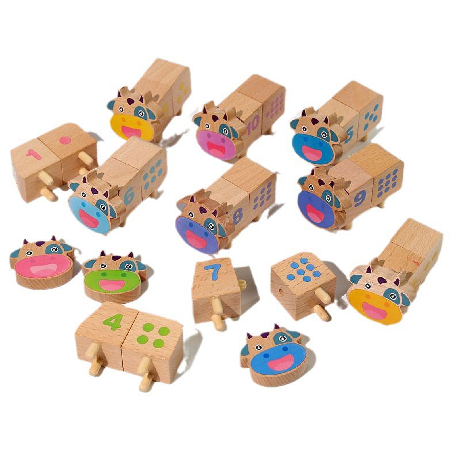 1 Set of Stackable Wooden Building Blocks Cow Shaped Stacking Blocks