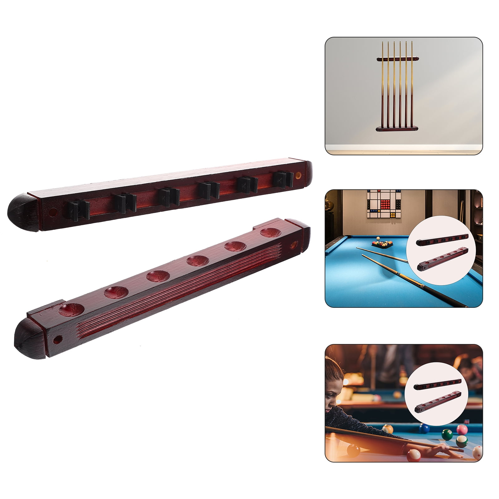 PENIKOKO Multi-Functional Dark Brown Cue Holder for Billiard Pole with ...