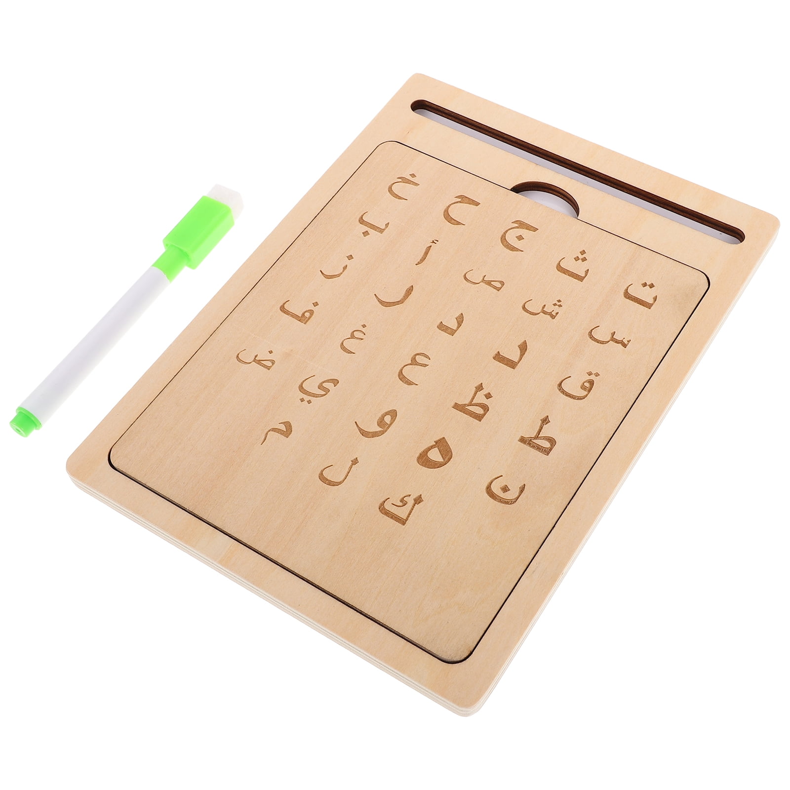 OUNONA Wooden Tracing Board for Writing Practice 1 Set Beige School ...