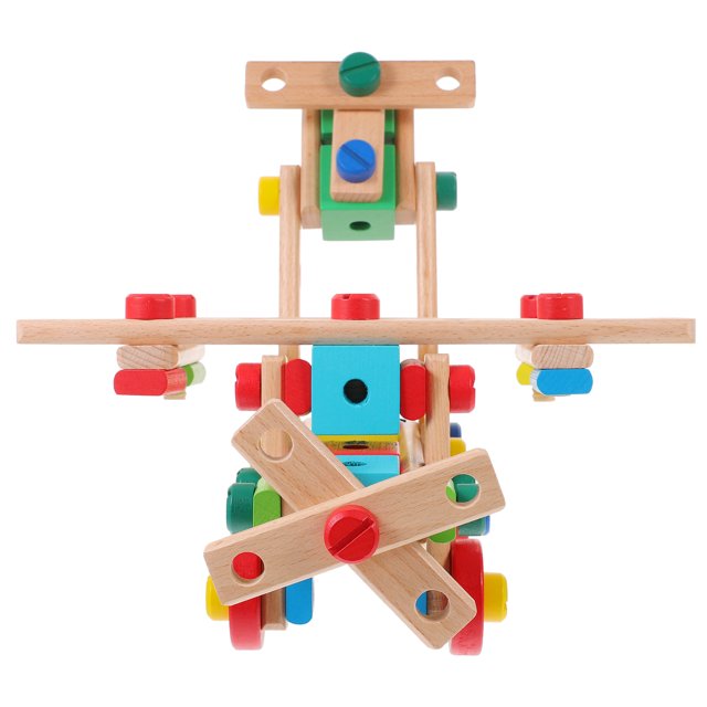1 Set of Wooden Nut and Bolt Set Wood Nut Assembly Kids Building Blocks Construction Kit