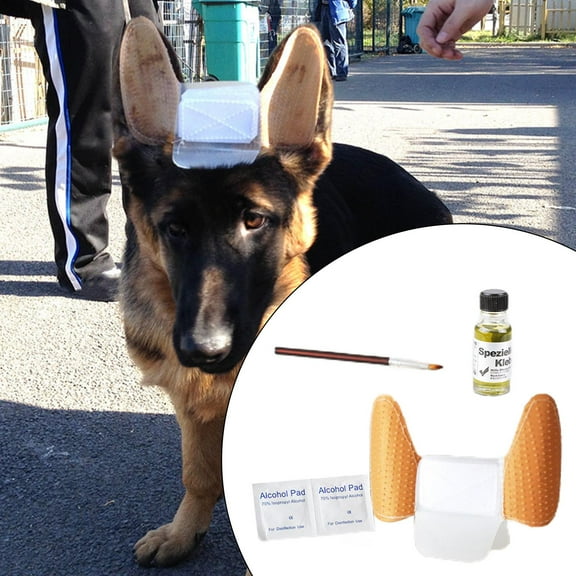 1 Set puppy ear Standing Up Sticker, Ear Care Tools, W/ Brush Ear Support for German , Doberman Pinscher ,Medium Large Dogs - S S