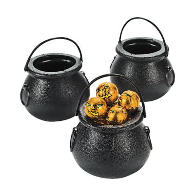 1 Set(s) 8"-16" Black Cauldrons Plastic Halloween Decorations - 3 Pc.