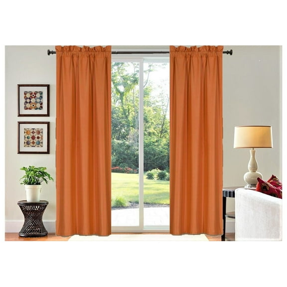 1 Set window curtain treatment blackout rod pocket panel 100% full privacy 37" wide x 108" long R64 brick color
