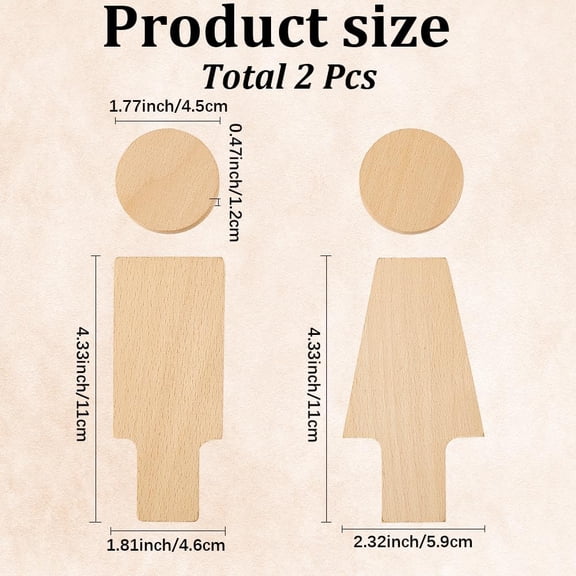 1 Sets 2Pcs Wooden WC Sign Men and Women Bathroom Signs Male Female Restroom Washroom Identifier Toilet Symbol Label Wood Door Signs for Office Businesses Restaurants Wall Door