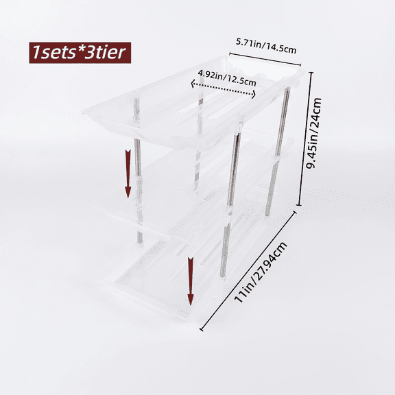 1 Sets 3-Tier Can Organizer Rack, 36-Capacity Automatic Rolling Soda Can Storage for Pantry Fridge, Clear Plastic, Space-Saving Canned Food Dispenser