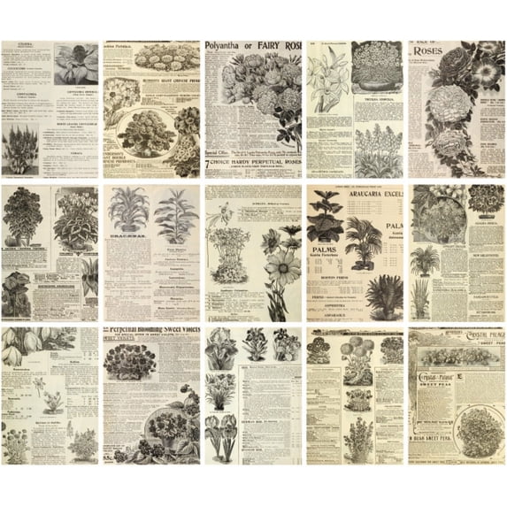 1 Sets(30PCS) Retro Inspiration Series Kraft Paper, Vintage Paper for Decoupage, Scrapbooking and Gift Sending(Floral and Butterfly)