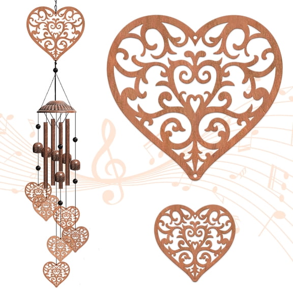 1 Sets Heart Wind Chimes Outdoors Wind Chime Sympathy Memorial Windchime Iron Windchime Memorial Presents Hanging Windbell for Patio