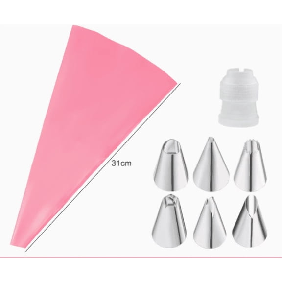 1 Sets Large Piping Tips Set, 6pcs Reusable Stainless Steel Icing Nozzles Kit Cake Decoration Tools for Cupcake Cookie Dough