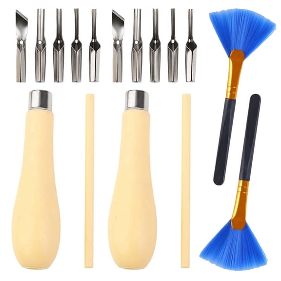 1 Sets of Linocut Tool, with 5 Different Blades Head,Linoleum Blocks Rubber Carving Block for Rubber Stamps, DIY Carving