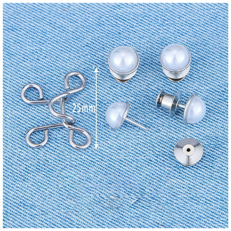 1 Sets Pant Waist Tightener Instant Jean Buttons Jeans Extender Waist  Extender Button for Loose Jeans Pants Clips for Waist S White Pearl 