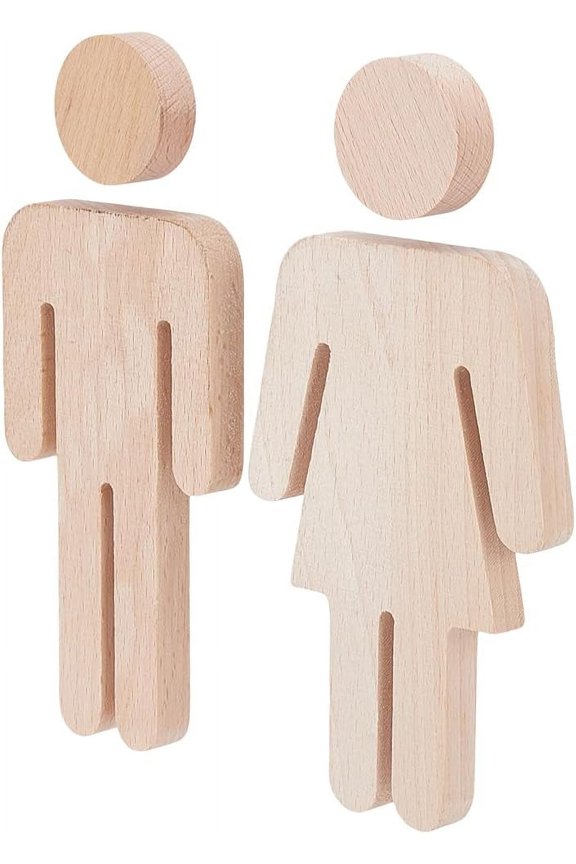 1 Sets Wooden WC Sign Men and Women Bathroom Door Signs Male Female Restroom Washroom Identifier Toilet Wood Symbol Label for Office Businesses Restaurants Bath Wall Door