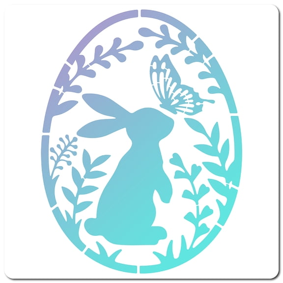 1 Sheet 12 Inch Rabbit Stencil Easter Rabbit in Egg Butterfly Plant Templates Large Reusable Plastic Square Stencils Sign for Easter Holidays Painting on Wood Wall Scrapbook Floor Drawing Crafts