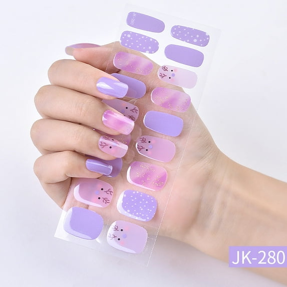 1 Sheet 18 PCS Christmas Semi Cured Gel Nail Strips Red Glitter Gel Nail Stickers | Gel Nail Wraps