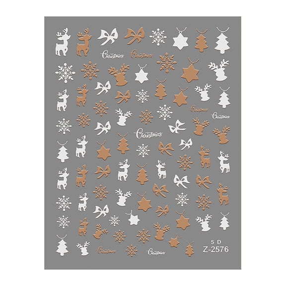 1 Sheet 5D Embossed Nails Art Stickers for Christmas Party Glittering Snowflake Santa Festive Winter Holiday Designs