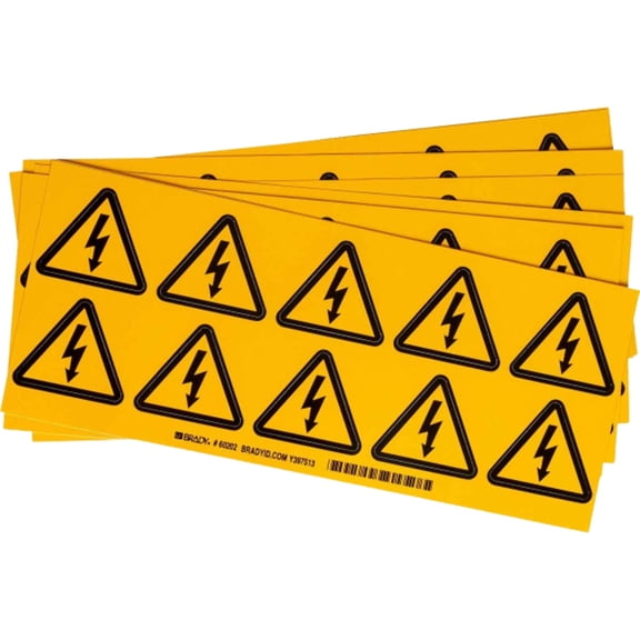 1 Sheet 60202 Warning Labels, Dangerous Electrical Voltage - Vinyl 2 in H x 2 in W, Y397513