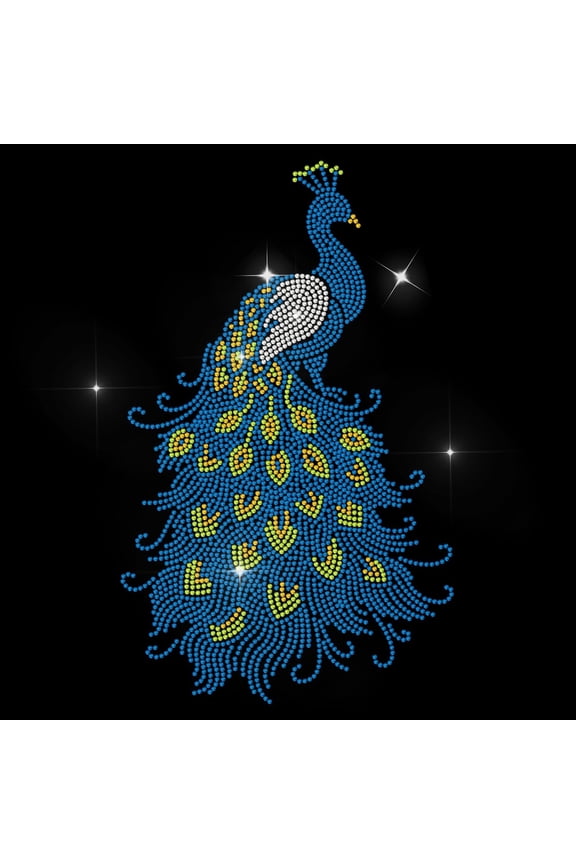 1 Sheet Blue Peacock Rhinestone Iron on Hotfix Rhinestone Peacock Feather Transfer Applique Elegant Bird Heat Transfer Decal Bling Patch Clothing Repair Applique for T-Shirts Bag Shoes Hat DIY Decor