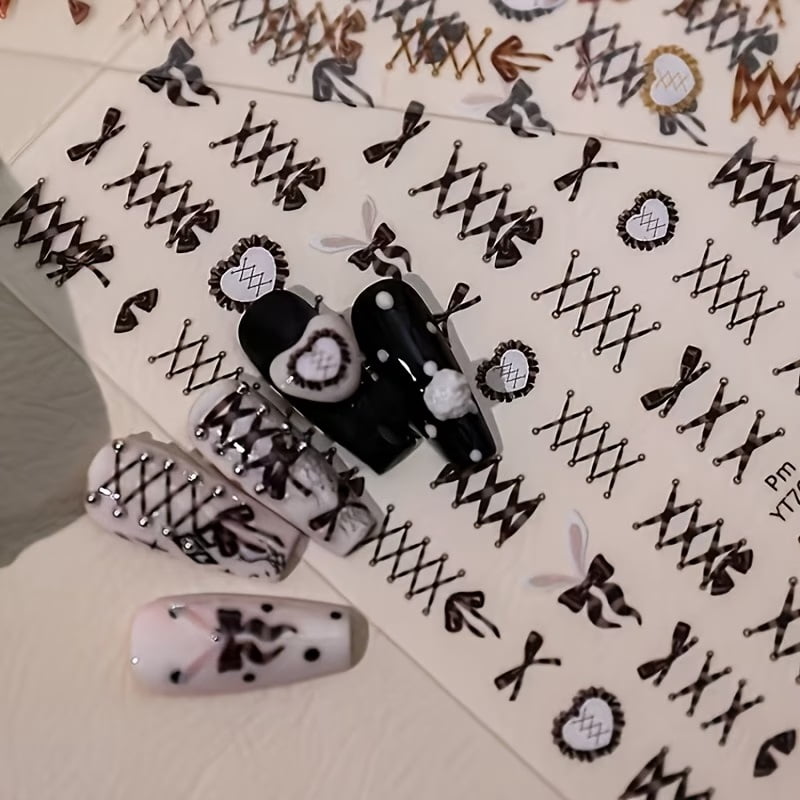 1 Sheet Bunny Ear Bow Nail Art Stickers - Cute & Glossy Nail Decorations for Women