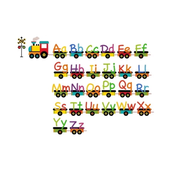 1 Sheet Cartoon Alphabet Train Wall Decals Self Adhesive Removable Bedroom Playroom Decor