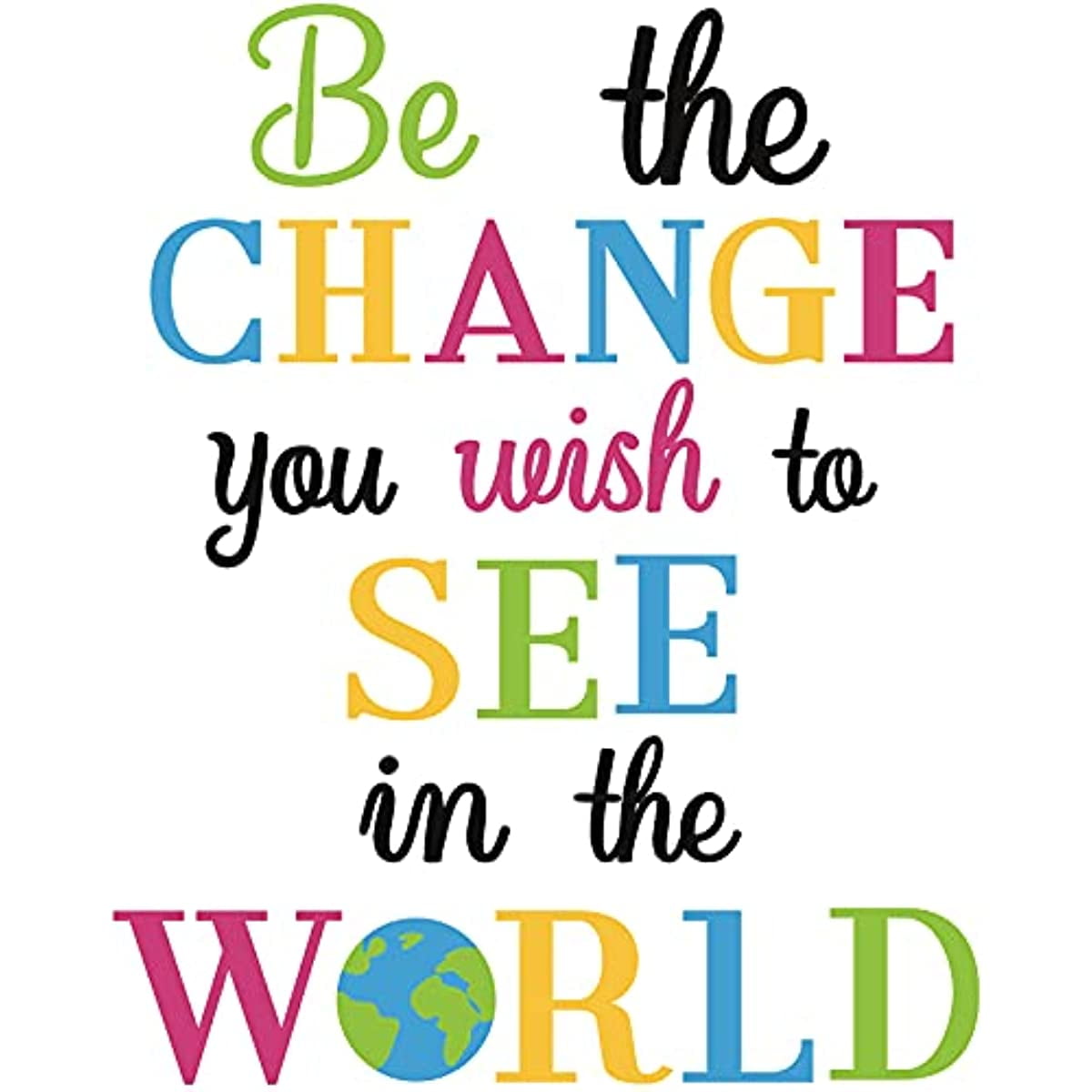 1 Sheet Be The Change You Wish to See in The World Wall Decals  Inspirational Quotes Wall Stickers Colorful Lettering Wall Art for  Classroom Playroom Bedroom Decor - Walmart.com, image size:1200x1200
