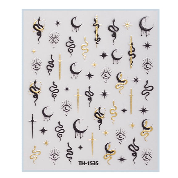 1 Sheet Chinese New Year Nails Stickers for Manicure Decoration with Cartoon Sanke Festival Patterns for Women Girls