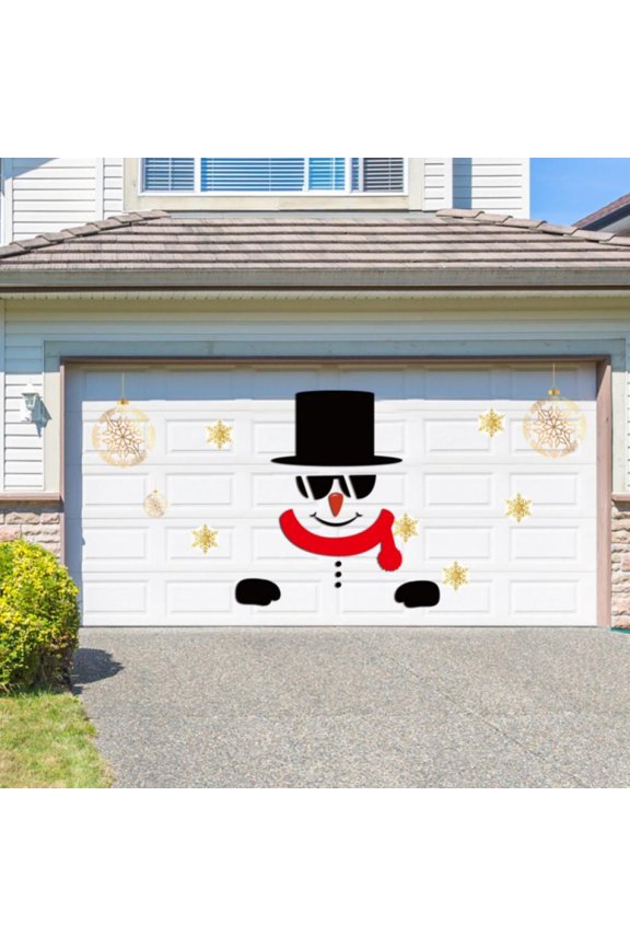 1 Sheet Christmas Garage Decoration Magnet Stickers Snowman Magnet Decals Refrigerator Stickers Let It Snow Christmas Garage Door Decals for Christmas Party Supplies Home Decorations