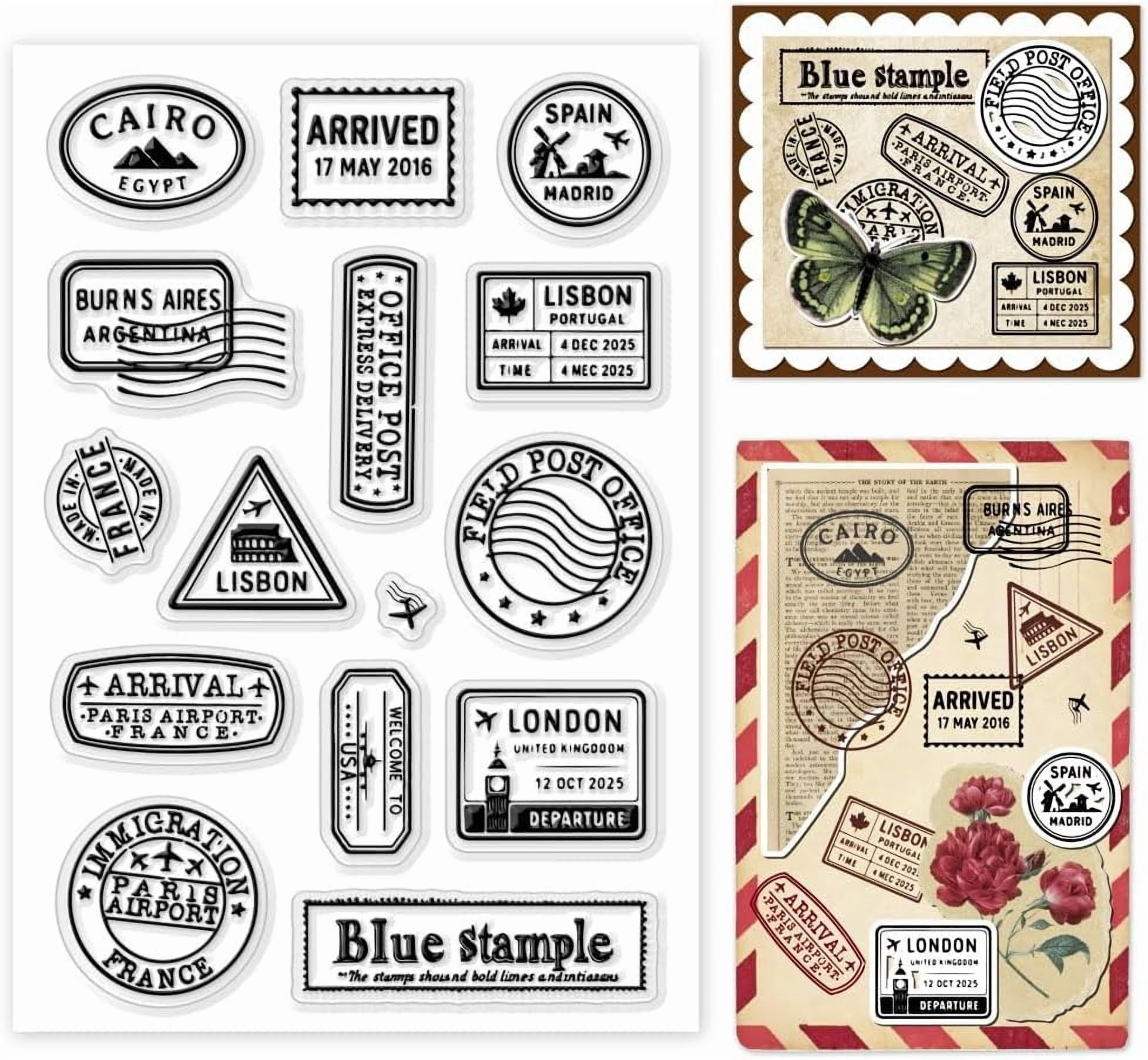 1 Sheet Clear Stamp for Card Making Vintage Mail Postmark Stamps ...