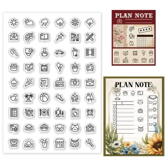 1 Sheet Clear Stamp Daily Life Pattern Transparent Rubber Stamps Reusable Silicone Clear Stamp Seals for Card Making Scrapbooking
