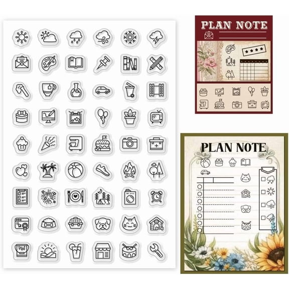 1 Sheet Clear Stamp Daily Life Pattern Transparent Rubber Stamps Reusable Silicone Clear Stamp Seals for DIY Making