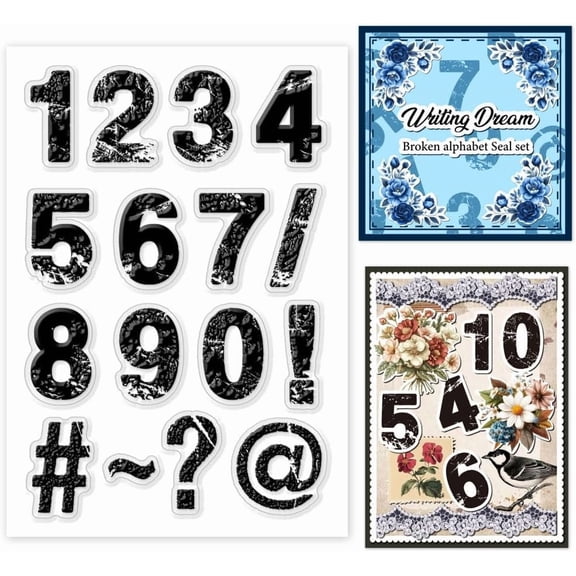 1 Sheet Clear Stamp Vintage-Inspired Numbers Rubber Clear Stamps Transparent Silicone Stamps Seal for DIY Scrapbooking Card Making Decoration 6.3x4.3 Inches
