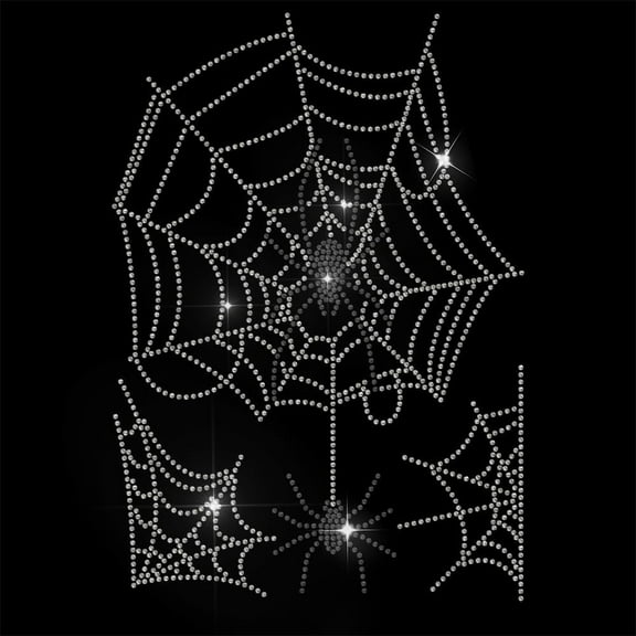 1 Sheet Cobweb Spider Rhinestone Iron on Hotfix Transfer Decal White Spider Web Iron On Rhinestone Crystal Rhinestone Backing Hot Bling Patch Applique for T-Shirt Jacket Bags Jeans Craft