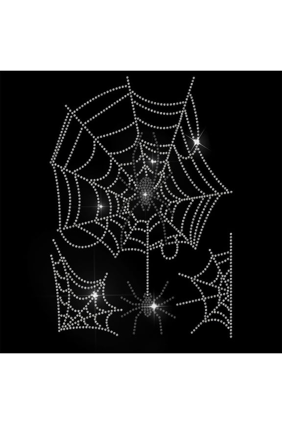 1 Sheet Cobweb Spider Rhinestone Iron on Hotfix Transfer Decal White Spider Web Iron On Rhinestone Crystal Rhinestone Backing Hot Bling Patch Applique for T-Shirt Jacket Bags Jeans Craft