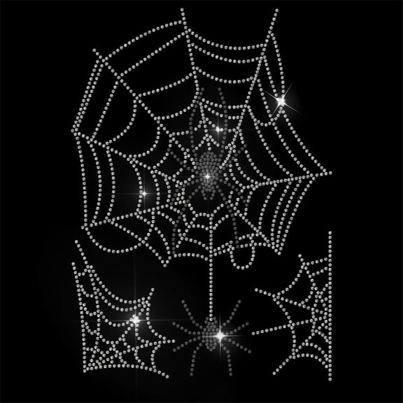 1 Sheet Cobweb Spider Rhinestone Iron on Hotfix Transfer Decal White Spider Web Iron On Rhinestone Rhinestone Backing Hot Bling Patch Applique