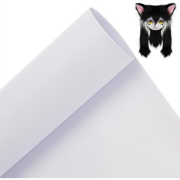 1 Sheet Custom Fursuit Eye Mesh 39x11.8inch White PVC Plastic Net 0.2mm Thick Waterproof Printable Mesh for Furries Cosplay Props Fursuits Craft Making Hole: 0.5mm