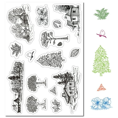 1 Sheet Custom PVC Plastic Clear Stamps for DIY Scrapbooking oto Album Decorative Cards Making Stamp Sheets Film Frame Tree Pattern 160x110x3mm
