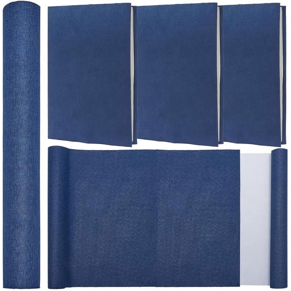 1 Sheet DIY Imitation Fabric with Paper Back for Book Binding Velvet Box Making Marine Blue 300x1300mm